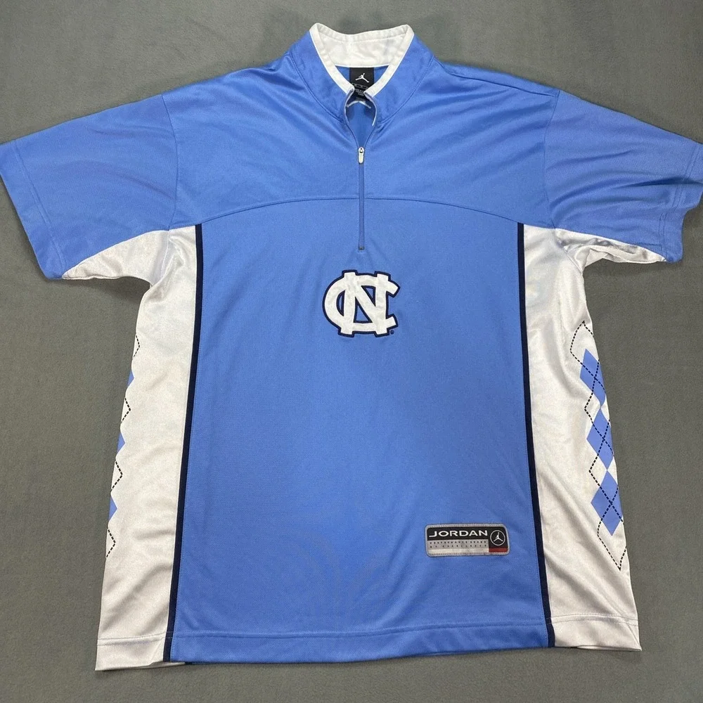 Vintage Jordan UNC Tarheels Mens Medium /4 Zip Warm Up Shooting Shirt Basketball